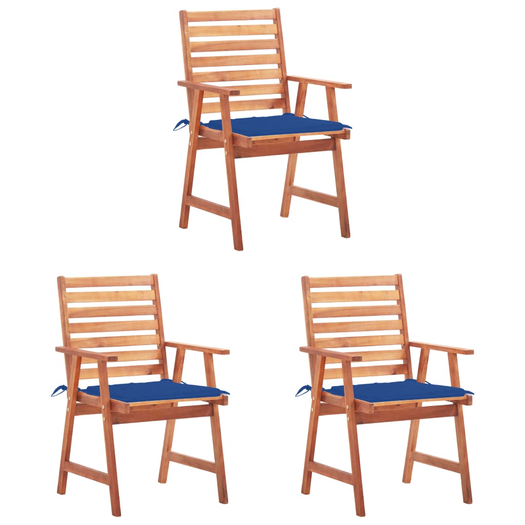 Tuinstoelen 3 st met kussens massief acaciahout is nu te koop bij PeponiXL, paradijselijk wonen!
