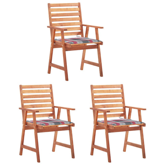 Tuinstoelen 3 st met kussens massief acaciahout is nu te koop bij PeponiXL, paradijselijk wonen!