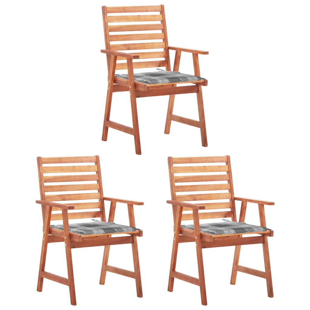 Tuinstoelen 3 st met kussens massief acaciahout is nu te koop bij PeponiXL, paradijselijk wonen!