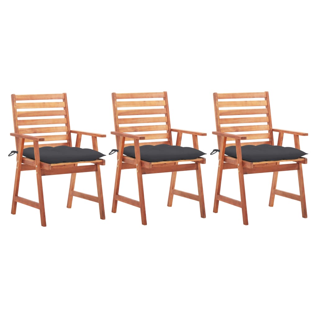 Tuinstoelen 3 st met kussens massief acaciahout is nu te koop bij PeponiXL, paradijselijk wonen!