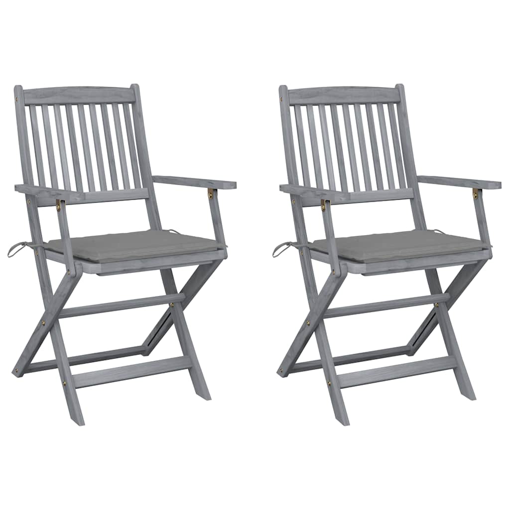 Tuinstoelen 2 st inklapbaar met kussens massief acaciahout is nu te koop bij PeponiXL, paradijselijk wonen!