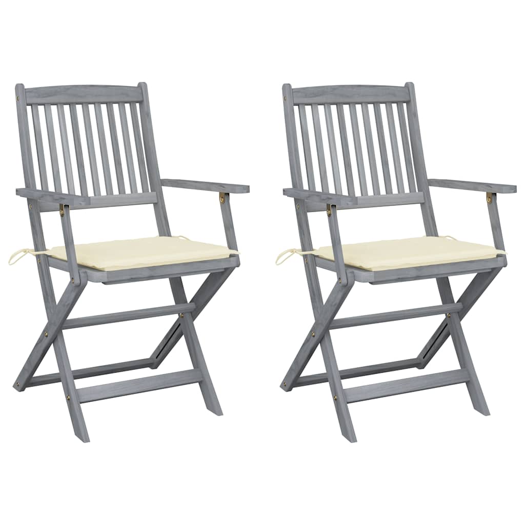 Tuinstoelen 2 st inklapbaar met kussens massief acaciahout is nu te koop bij PeponiXL, paradijselijk wonen!