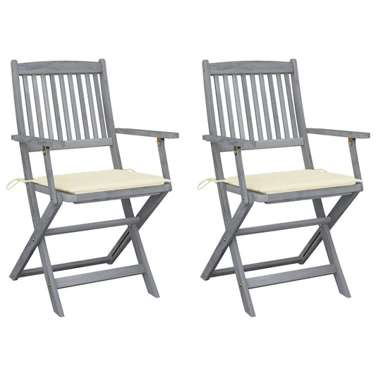 Tuinstoelen 2 st inklapbaar met kussens massief acaciahout is nu te koop bij PeponiXL, paradijselijk wonen!