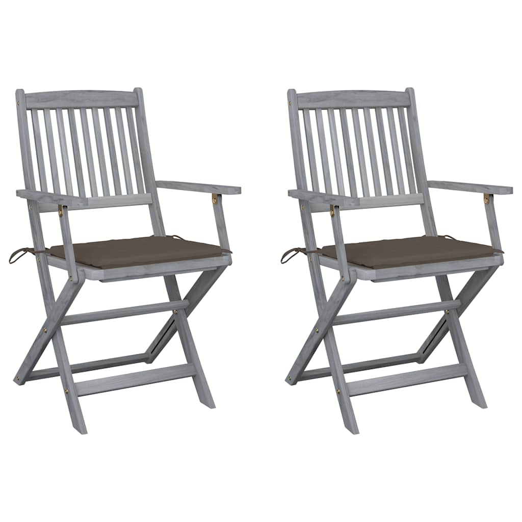 Tuinstoelen 2 st inklapbaar met kussens massief acaciahout is nu te koop bij PeponiXL, paradijselijk wonen!