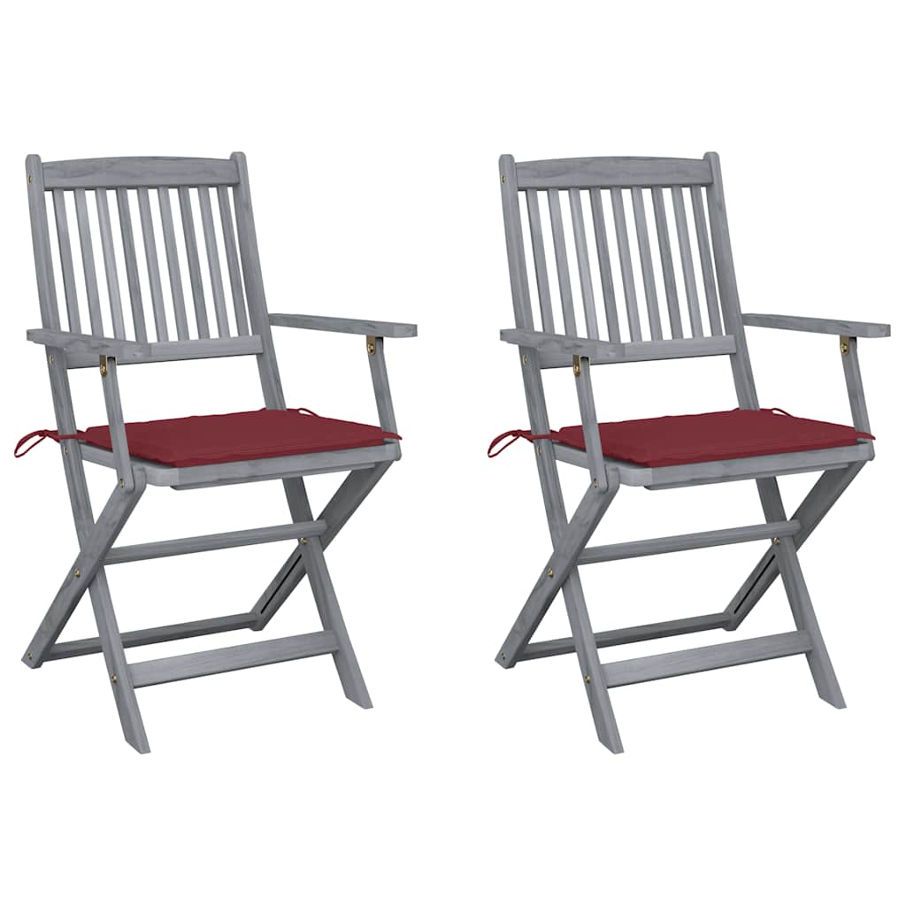 Tuinstoelen 2 st inklapbaar met kussens massief acaciahout is nu te koop bij PeponiXL, paradijselijk wonen!