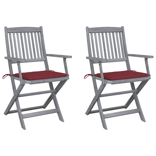 Tuinstoelen 2 st inklapbaar met kussens massief acaciahout is nu te koop bij PeponiXL, paradijselijk wonen!