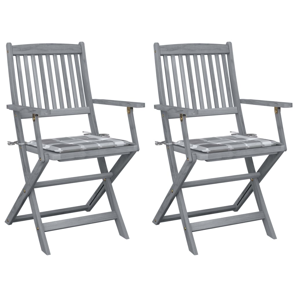 Tuinstoelen 2 st inklapbaar met kussens massief acaciahout is nu te koop bij PeponiXL, paradijselijk wonen!
