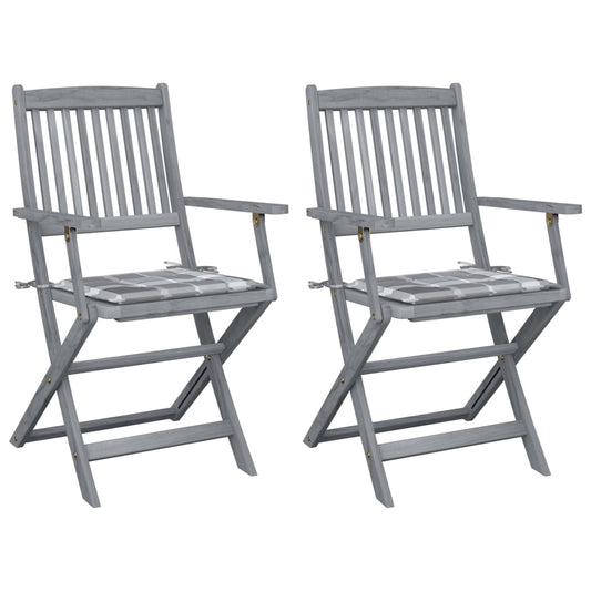 Tuinstoelen 2 st inklapbaar met kussens massief acaciahout is nu te koop bij PeponiXL, paradijselijk wonen!