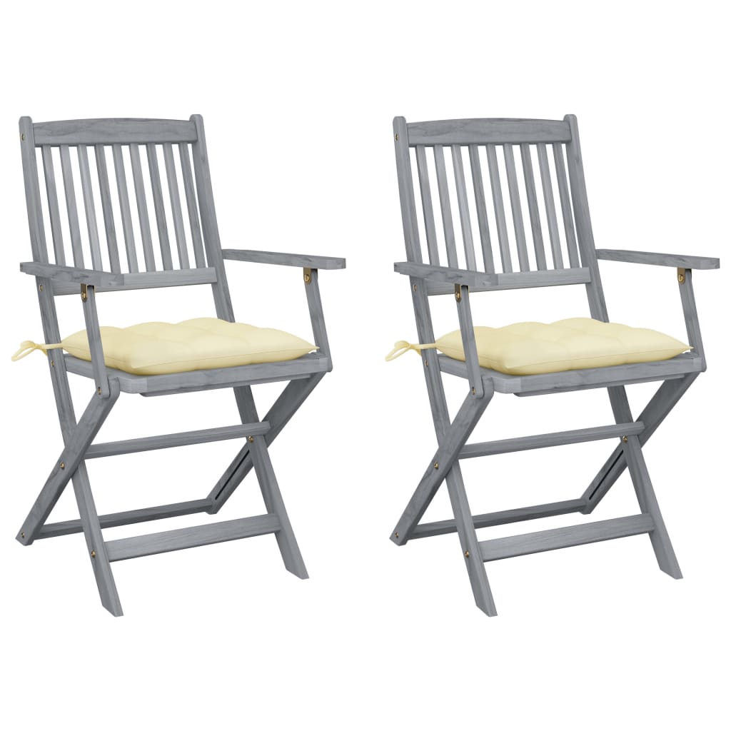 Tuinstoelen 2 st inklapbaar met kussens massief acaciahout is nu te koop bij PeponiXL, paradijselijk wonen!