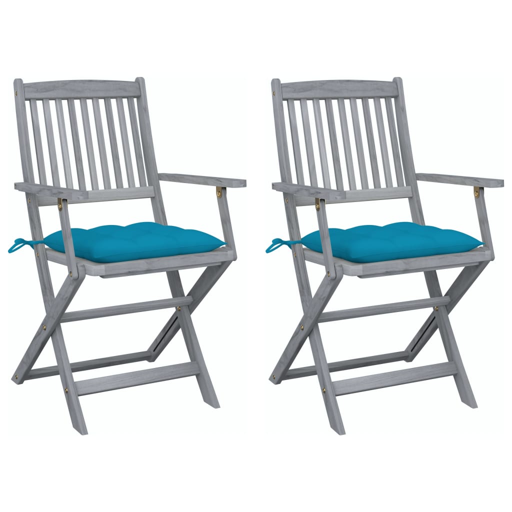 Tuinstoelen 2 st inklapbaar met kussens massief acaciahout is nu te koop bij PeponiXL, paradijselijk wonen!