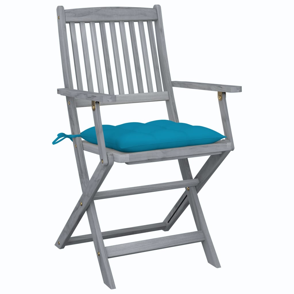 Tuinstoelen 2 st inklapbaar met kussens massief acaciahout is nu te koop bij PeponiXL, paradijselijk wonen!