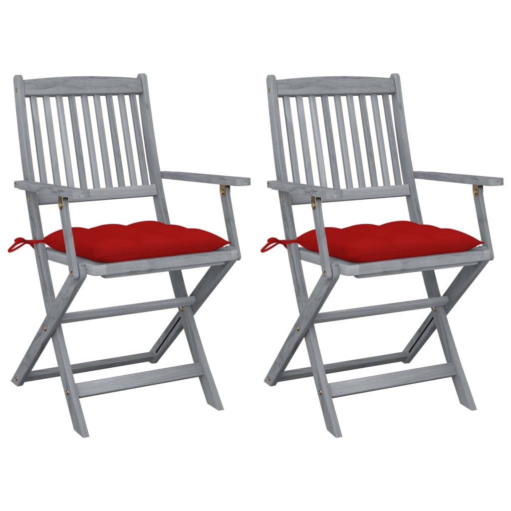 Tuinstoelen 2 st inklapbaar met kussens massief acaciahout is nu te koop bij PeponiXL, paradijselijk wonen!