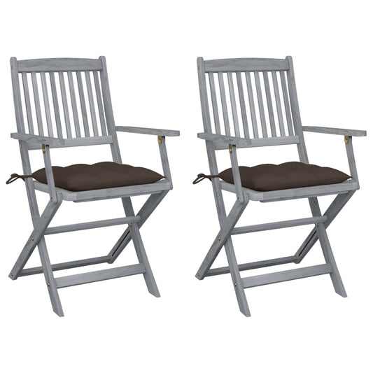 Tuinstoelen 2 st inklapbaar met kussens massief acaciahout is nu te koop bij PeponiXL, paradijselijk wonen!