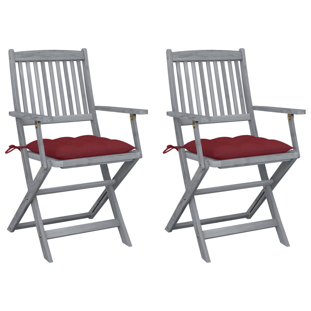 Tuinstoelen 2 st inklapbaar met kussens massief acaciahout is nu te koop bij PeponiXL, paradijselijk wonen!