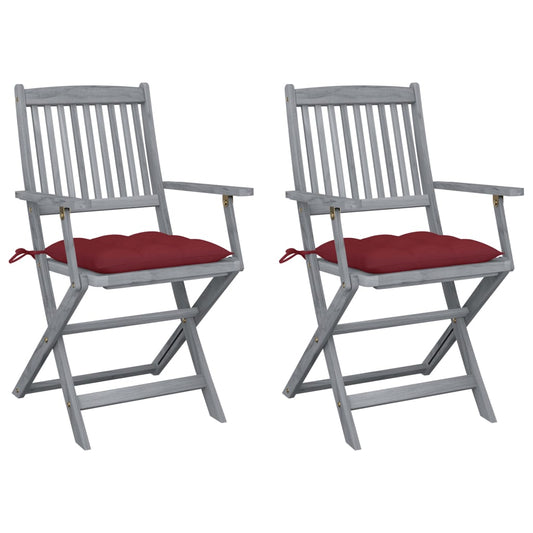 Tuinstoelen 2 st inklapbaar met kussens massief acaciahout is nu te koop bij PeponiXL, paradijselijk wonen!