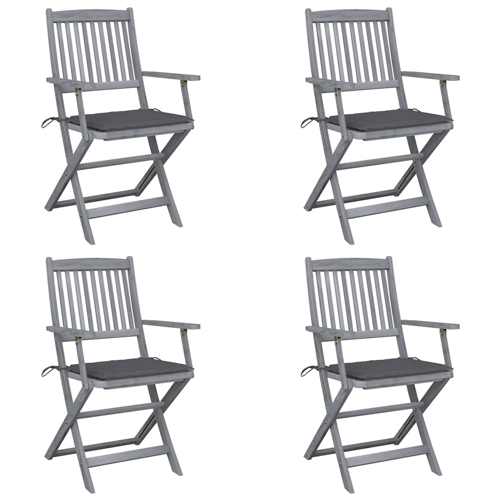 Tuinstoelen 4 st inklapbaar met kussens massief acaciahout is nu te koop bij PeponiXL, paradijselijk wonen!