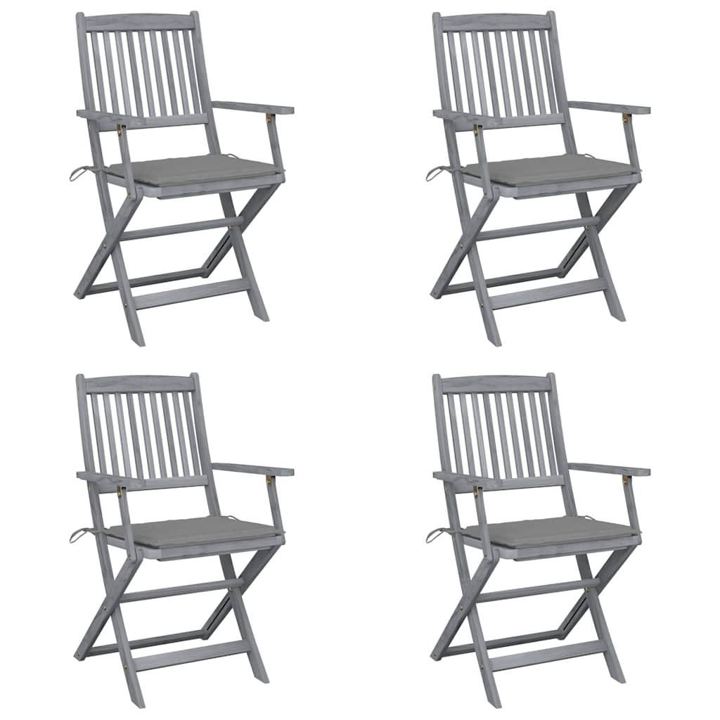 Tuinstoelen 4 st inklapbaar met kussens massief acaciahout is nu te koop bij PeponiXL, paradijselijk wonen!