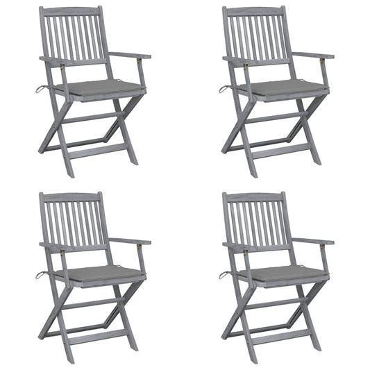 Tuinstoelen 4 st inklapbaar met kussens massief acaciahout is nu te koop bij PeponiXL, paradijselijk wonen!