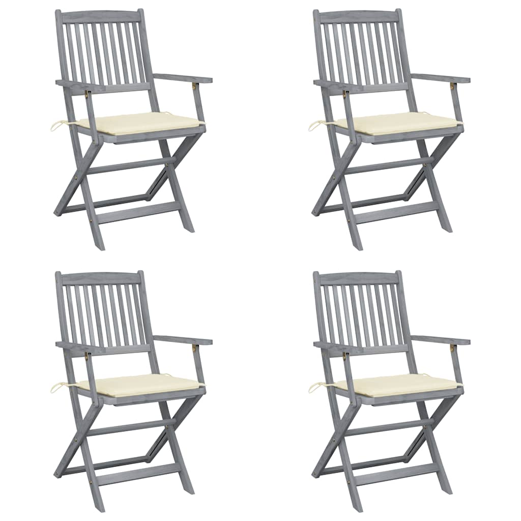 Tuinstoelen 4 st inklapbaar met kussens massief acaciahout is nu te koop bij PeponiXL, paradijselijk wonen!