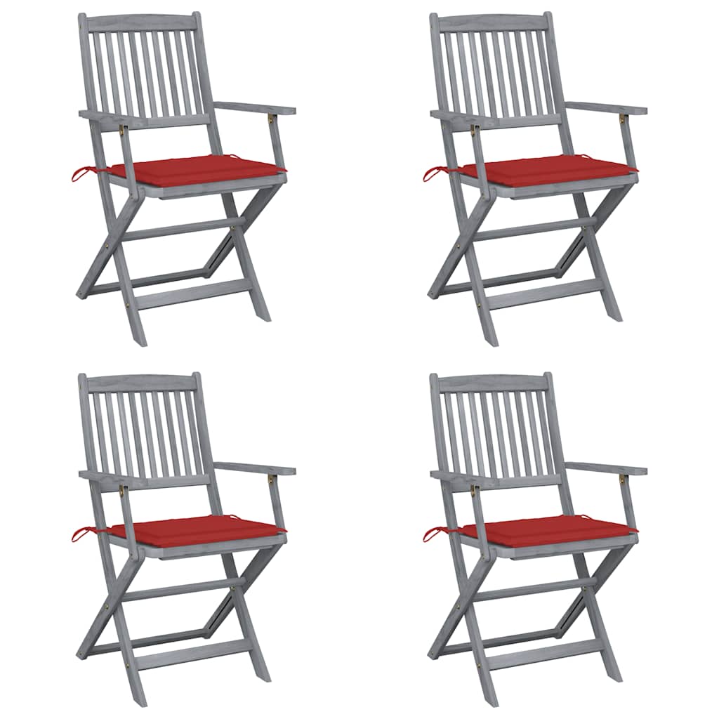 Tuinstoelen 4 st inklapbaar met kussens massief acaciahout is nu te koop bij PeponiXL, paradijselijk wonen!