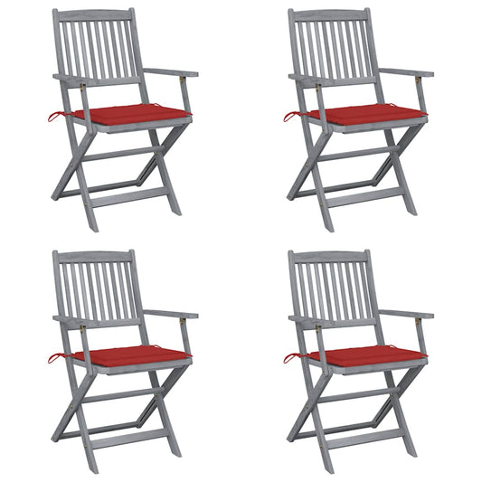Tuinstoelen 4 st inklapbaar met kussens massief acaciahout is nu te koop bij PeponiXL, paradijselijk wonen!