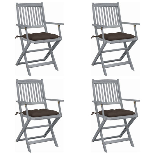 Tuinstoelen 4 st inklapbaar met kussens massief acaciahout is nu te koop bij PeponiXL, paradijselijk wonen!