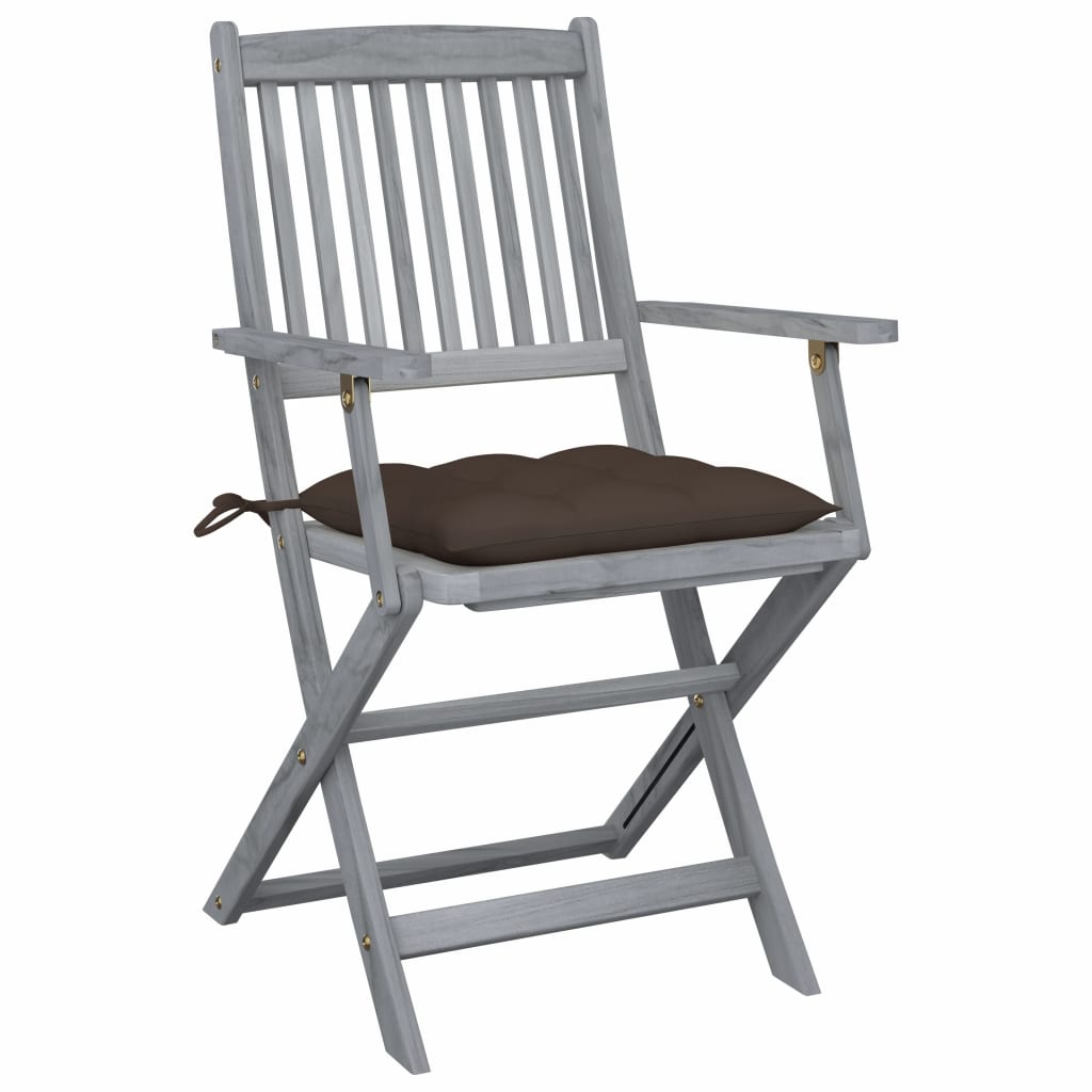 Tuinstoelen 4 st inklapbaar met kussens massief acaciahout is nu te koop bij PeponiXL, paradijselijk wonen!