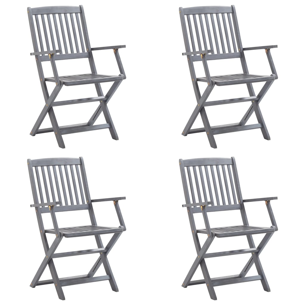 Tuinstoelen 4 st inklapbaar met kussens massief acaciahout is nu te koop bij PeponiXL, paradijselijk wonen!