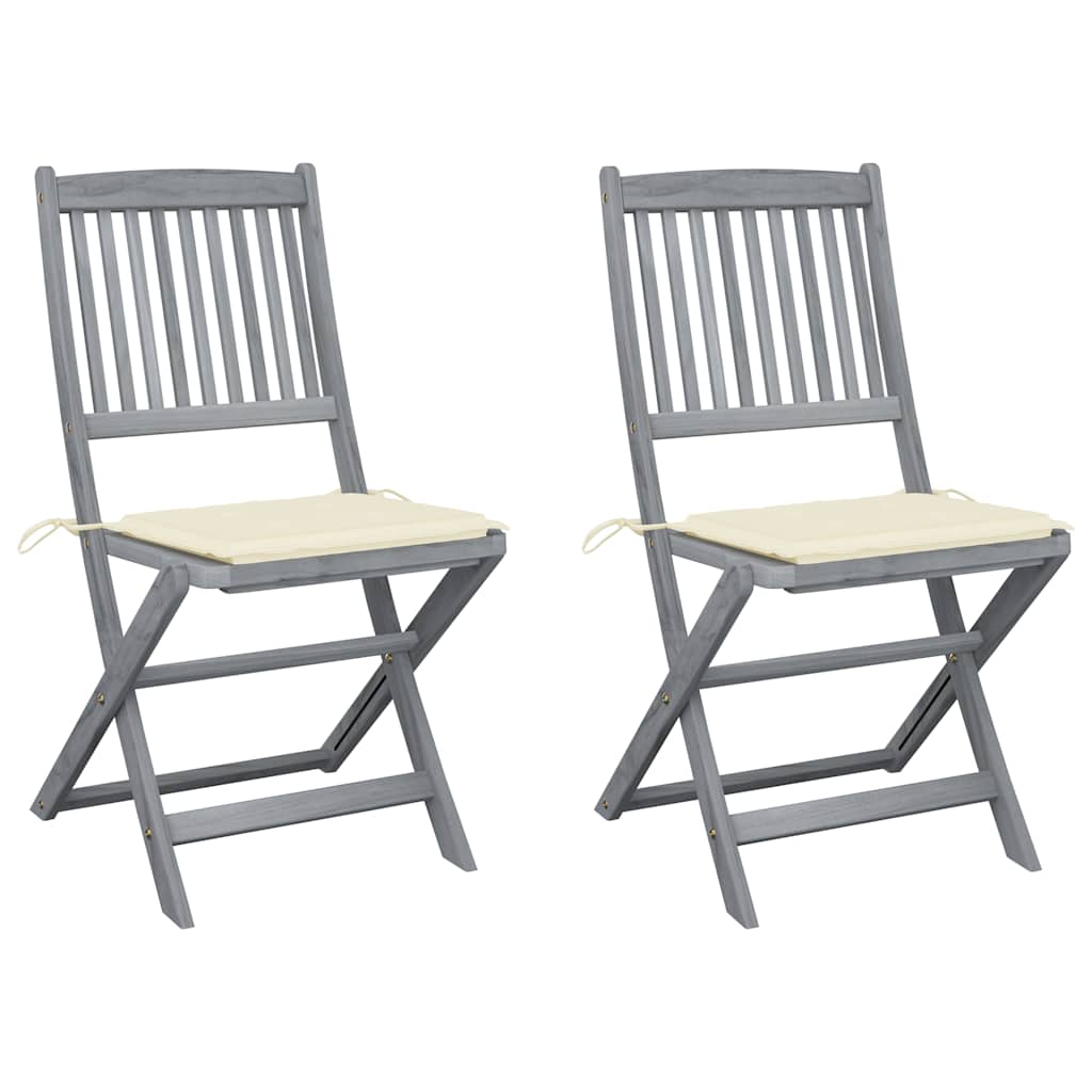 Tuinstoelen 2 st inklapbaar met kussens massief acaciahout is nu te koop bij PeponiXL, paradijselijk wonen!
