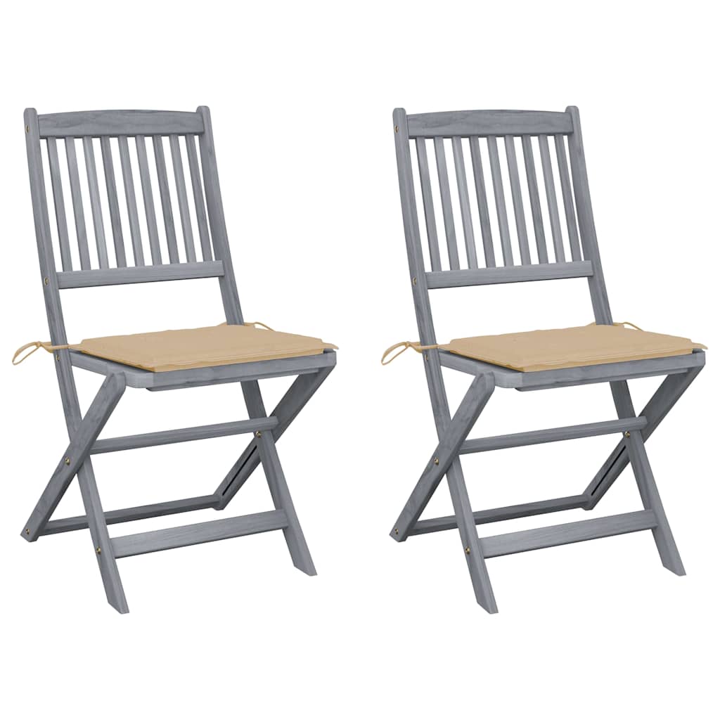 Tuinstoelen 2 st inklapbaar met kussens massief acaciahout is nu te koop bij PeponiXL, paradijselijk wonen!
