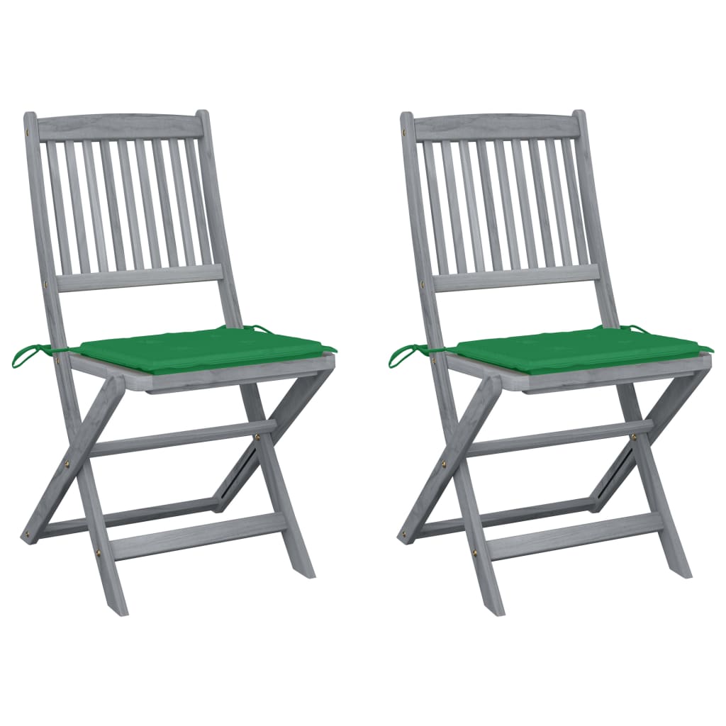 Tuinstoelen 2 st inklapbaar met kussens massief acaciahout is nu te koop bij PeponiXL, paradijselijk wonen!