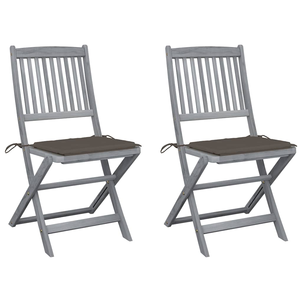 Tuinstoelen 2 st inklapbaar met kussens massief acaciahout is nu te koop bij PeponiXL, paradijselijk wonen!