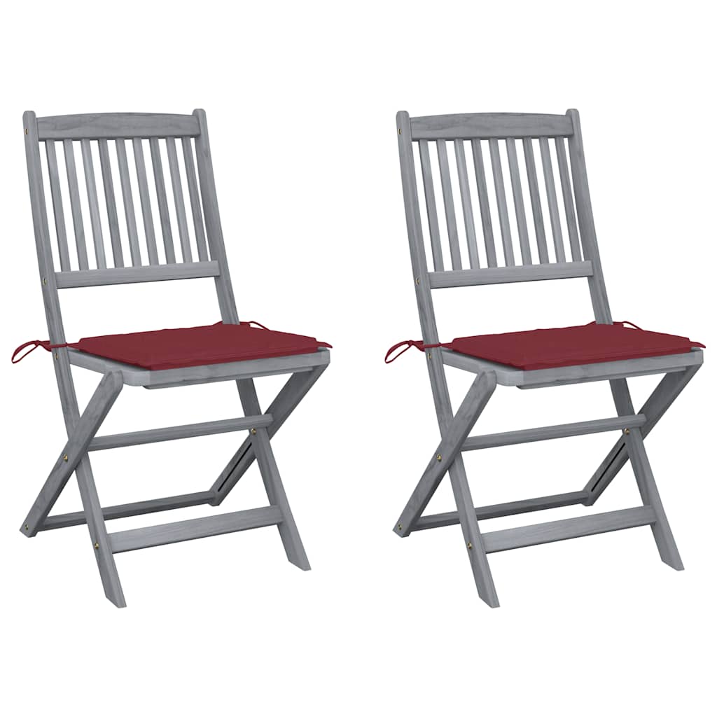 Tuinstoelen 2 st inklapbaar met kussens massief acaciahout is nu te koop bij PeponiXL, paradijselijk wonen!