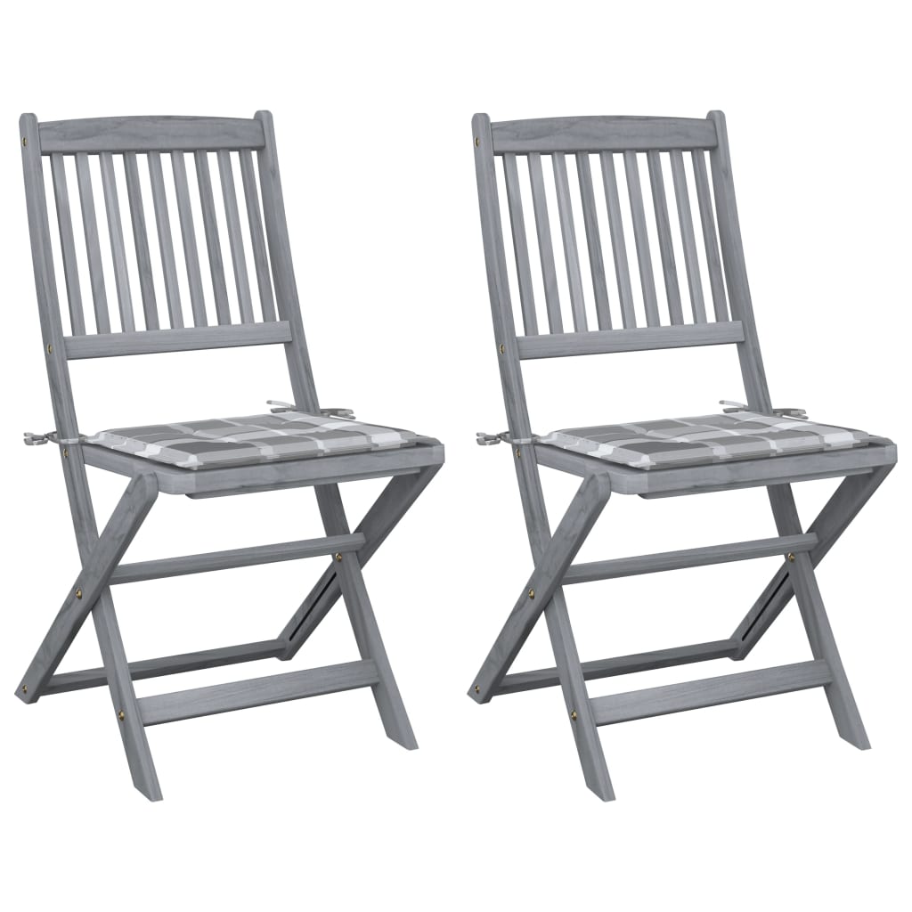Tuinstoelen 2 st inklapbaar met kussens massief acaciahout is nu te koop bij PeponiXL, paradijselijk wonen!