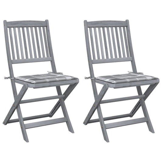 Tuinstoelen 2 st inklapbaar met kussens massief acaciahout is nu te koop bij PeponiXL, paradijselijk wonen!