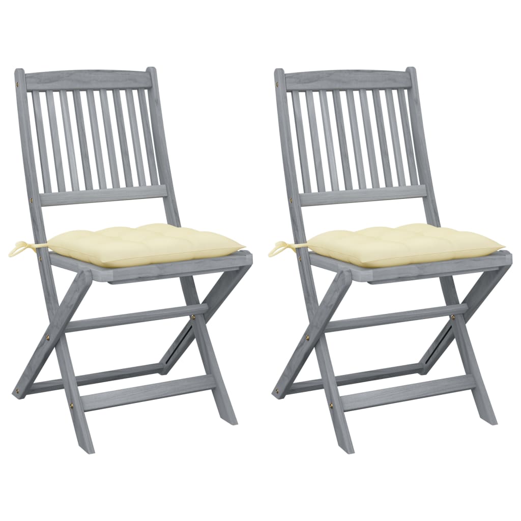 Tuinstoelen 2 st inklapbaar met kussens massief acaciahout is nu te koop bij PeponiXL, paradijselijk wonen!