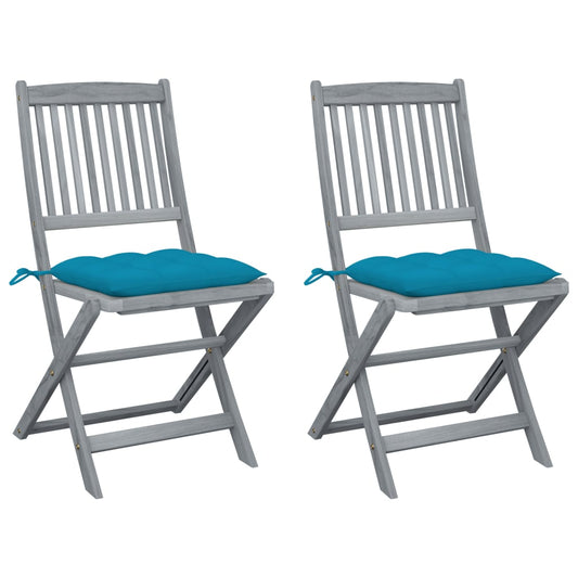 Tuinstoelen 2 st inklapbaar met kussens massief acaciahout is nu te koop bij PeponiXL, paradijselijk wonen!