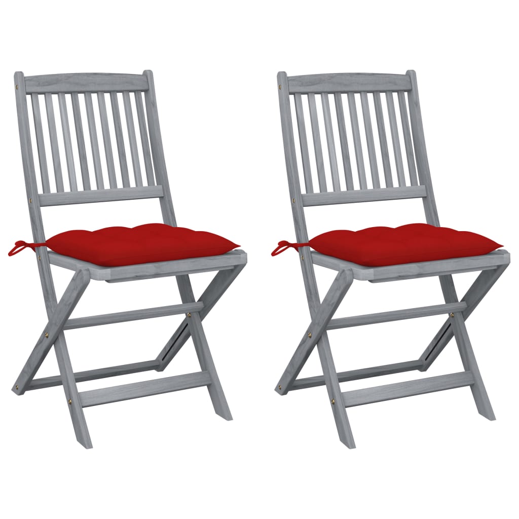 Tuinstoelen 2 st inklapbaar met kussens massief acaciahout is nu te koop bij PeponiXL, paradijselijk wonen!