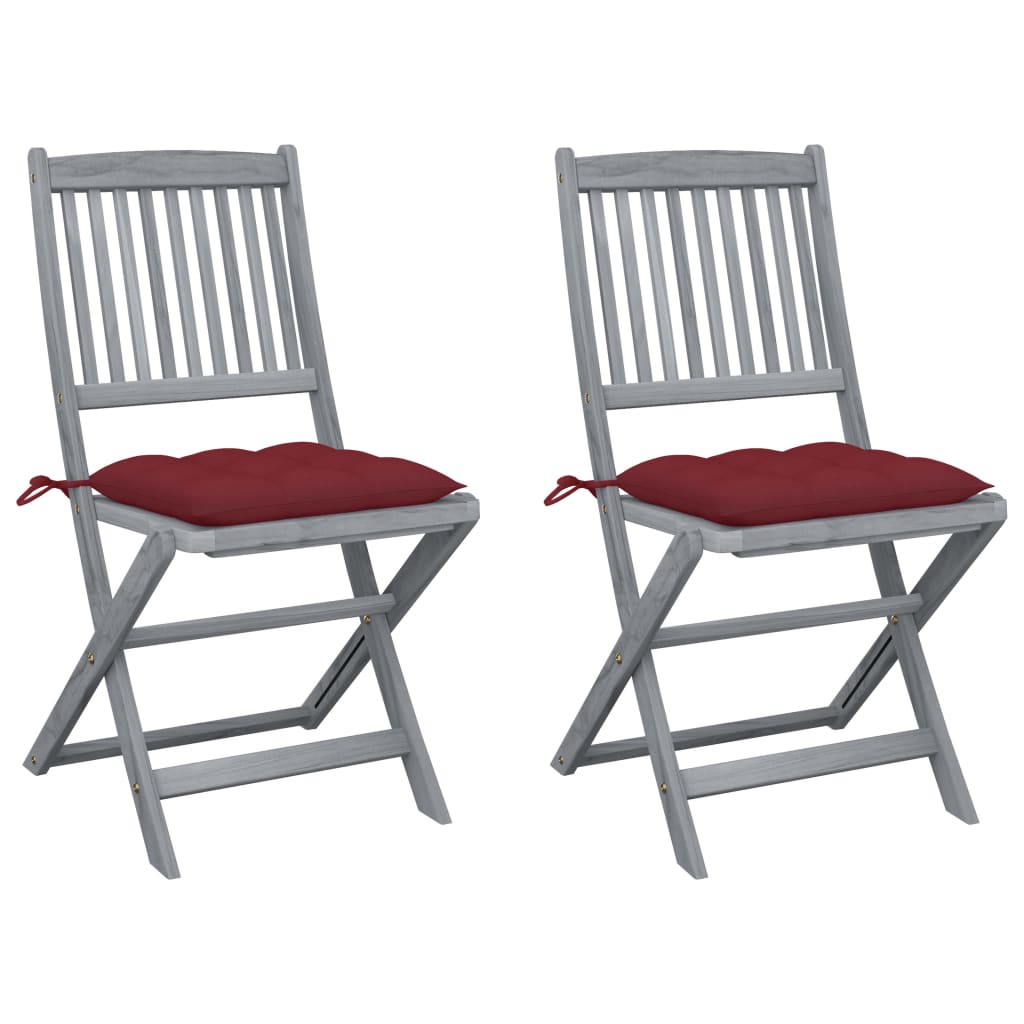 Tuinstoelen 2 st inklapbaar met kussens massief acaciahout is nu te koop bij PeponiXL, paradijselijk wonen!