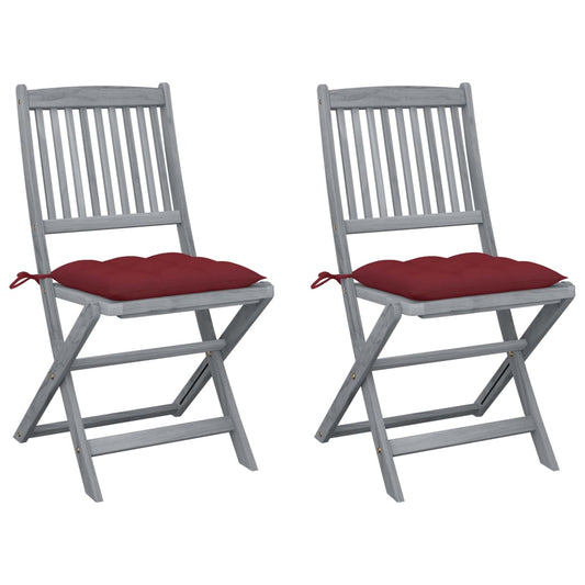 Tuinstoelen 2 st inklapbaar met kussens massief acaciahout is nu te koop bij PeponiXL, paradijselijk wonen!