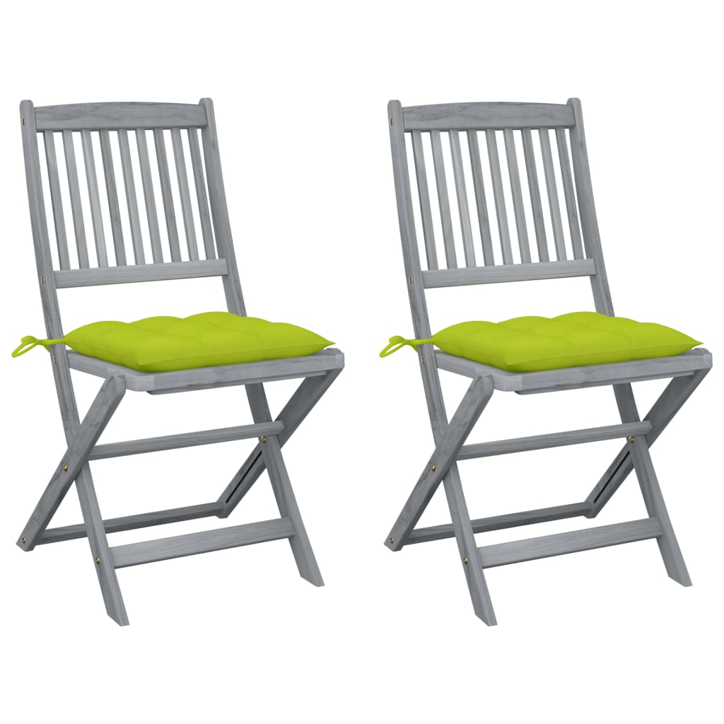 Tuinstoelen 2 st inklapbaar met kussens massief acaciahout is nu te koop bij PeponiXL, paradijselijk wonen!
