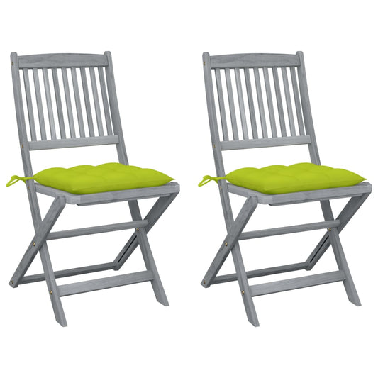 Tuinstoelen 2 st inklapbaar met kussens massief acaciahout is nu te koop bij PeponiXL, paradijselijk wonen!