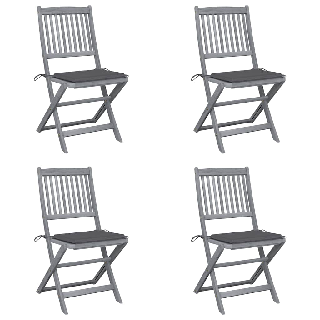 Tuinstoelen 4 st inklapbaar met kussens massief acaciahout is nu te koop bij PeponiXL, paradijselijk wonen!