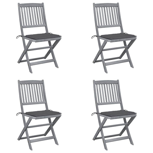 Tuinstoelen 4 st inklapbaar met kussens massief acaciahout is nu te koop bij PeponiXL, paradijselijk wonen!