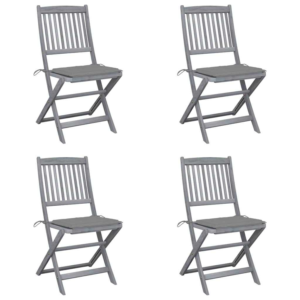 Tuinstoelen 4 st inklapbaar met kussens massief acaciahout is nu te koop bij PeponiXL, paradijselijk wonen!