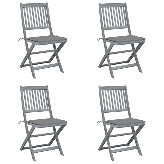 Tuinstoelen 4 st inklapbaar met kussens massief acaciahout is nu te koop bij PeponiXL, paradijselijk wonen!