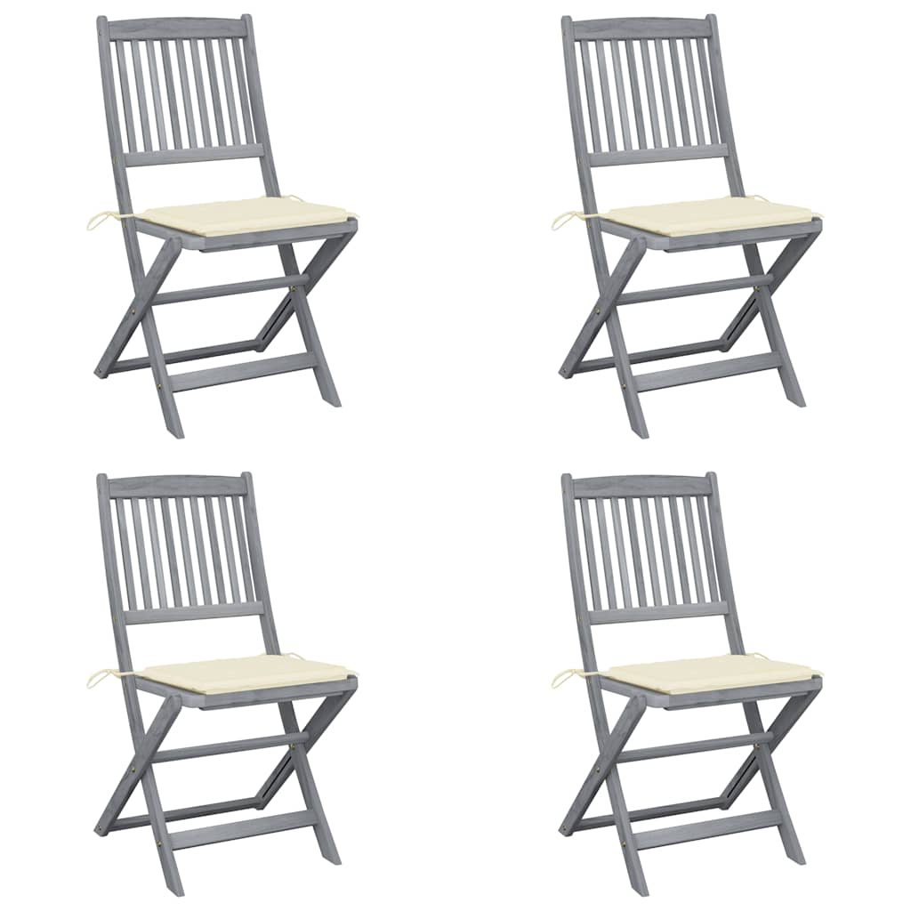 Tuinstoelen 4 st inklapbaar met kussens massief acaciahout is nu te koop bij PeponiXL, paradijselijk wonen!