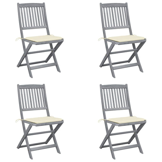Tuinstoelen 4 st inklapbaar met kussens massief acaciahout is nu te koop bij PeponiXL, paradijselijk wonen!