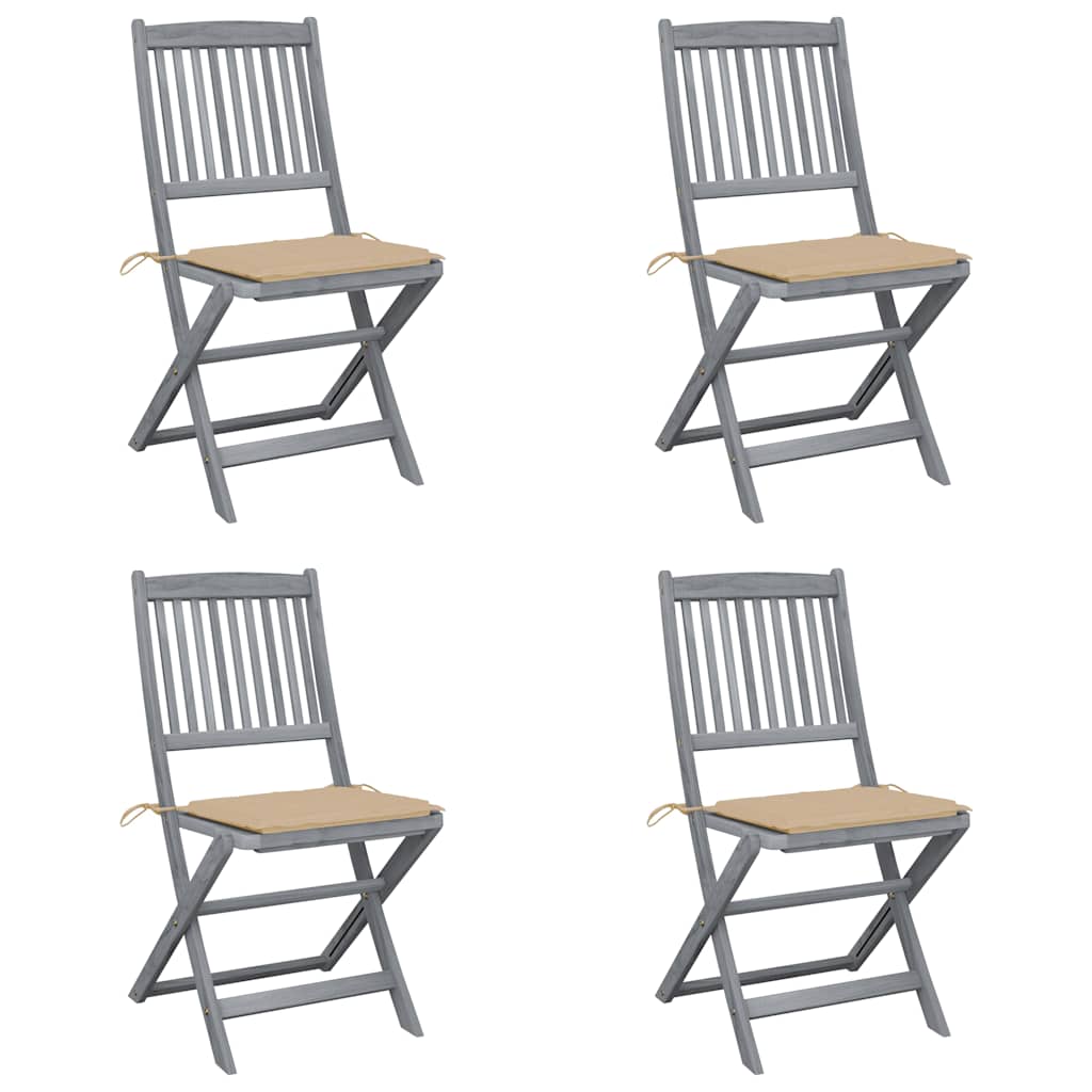 Tuinstoelen 4 st inklapbaar met kussens massief acaciahout is nu te koop bij PeponiXL, paradijselijk wonen!
