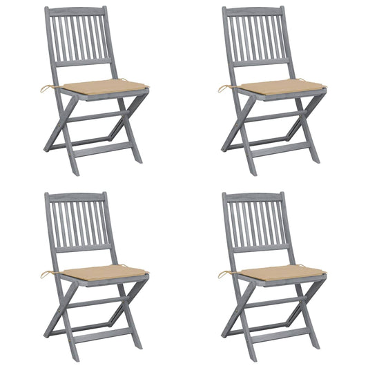 Tuinstoelen 4 st inklapbaar met kussens massief acaciahout is nu te koop bij PeponiXL, paradijselijk wonen!